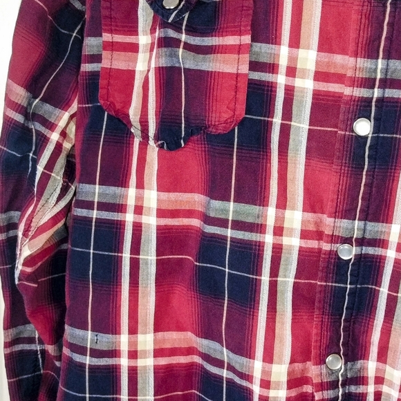 Roper Western Shirt Mens XL Red White Blue Pearl Snaps Short Sleeve Pockets - Picture 5 of 10